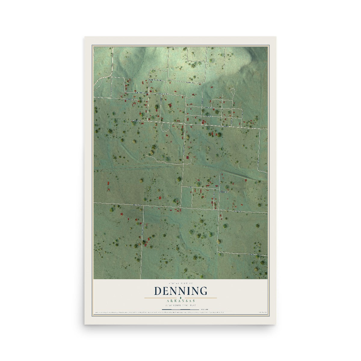 Map of Denning, Arkansas, 12 x 18 inch unframed archival matte print