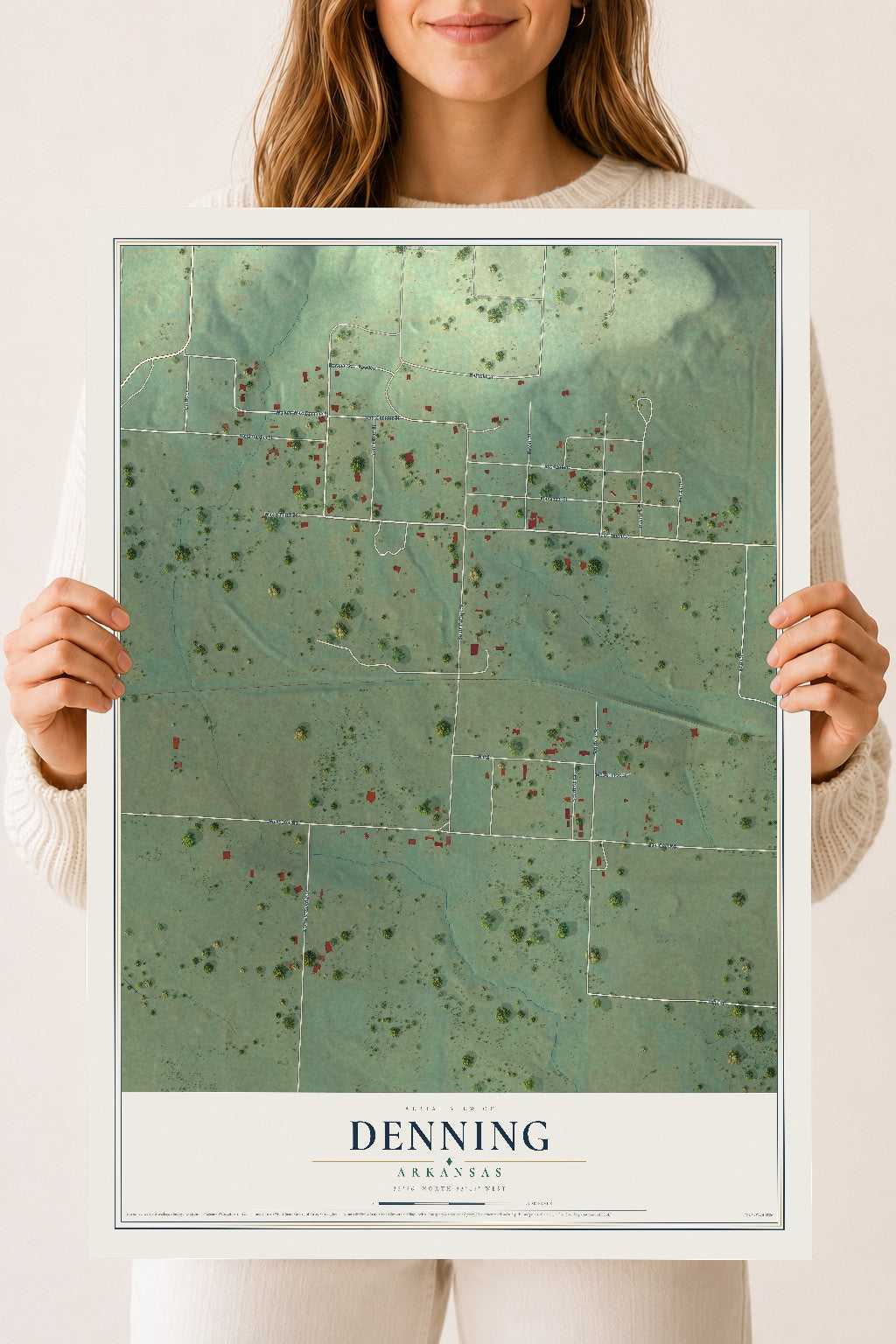 Map of Denning, Arkansas, 18 x 24 inch unframed archival matte print