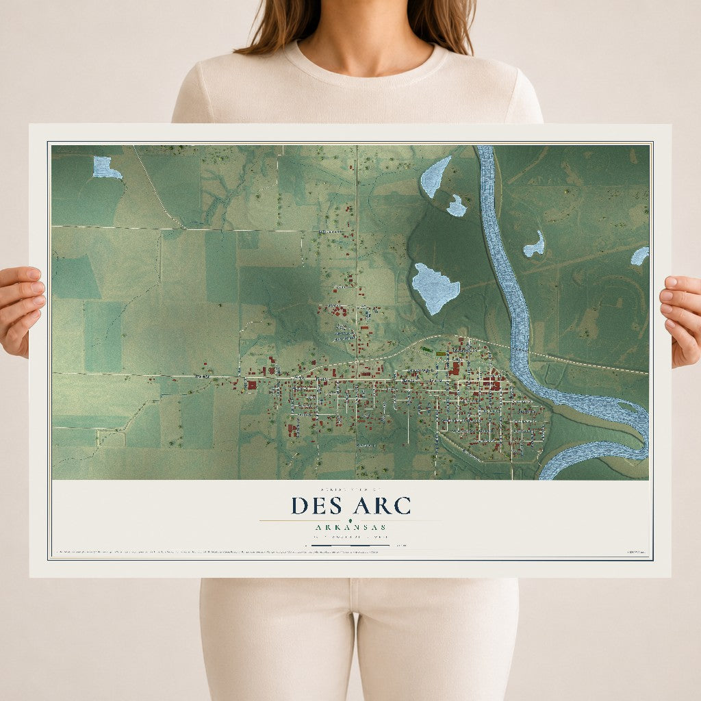 Map of Des Arc, Arkansas, 18 x 24 inch unframed archival matte print