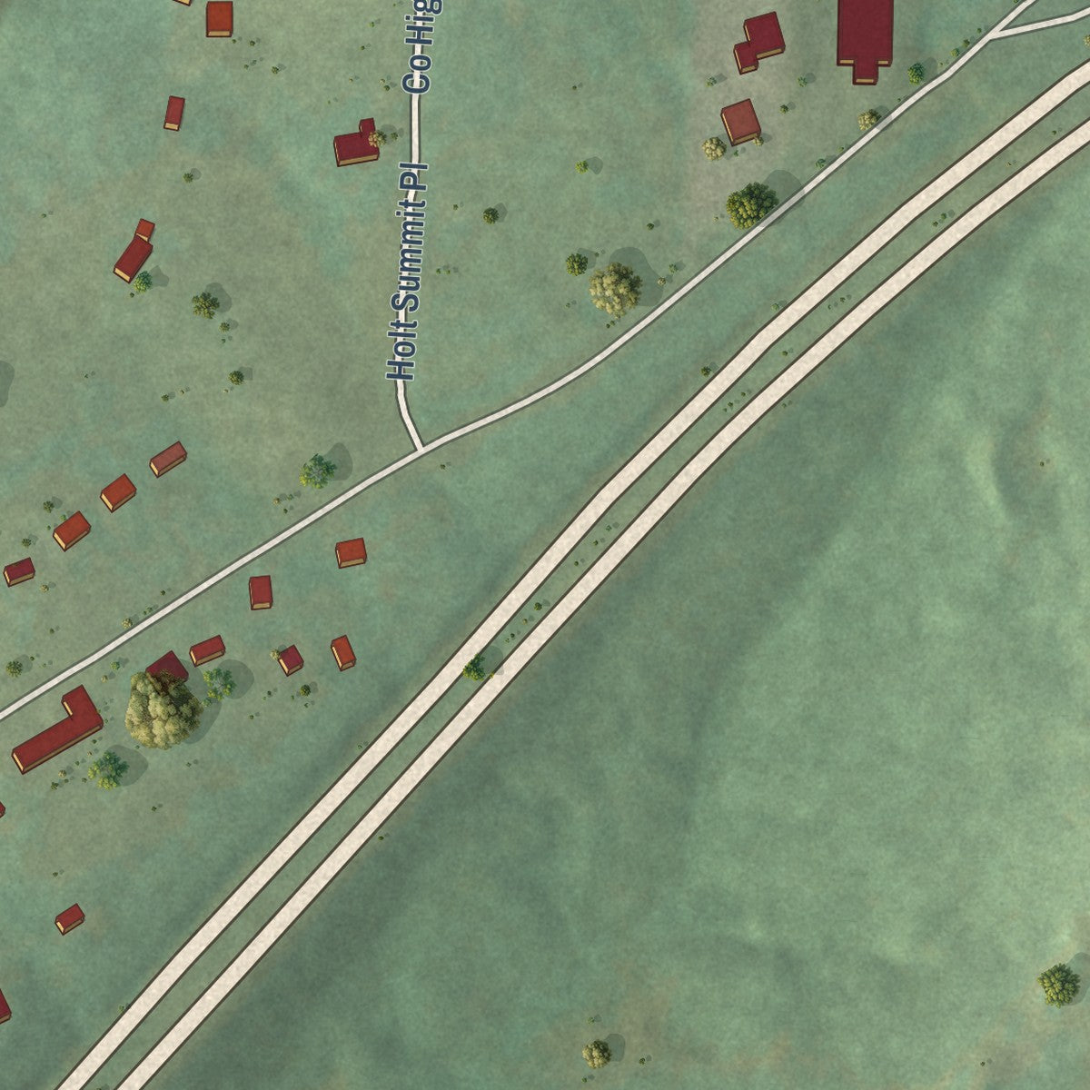 Close-up of the map of Dora, Arkansas print showing street and building detail