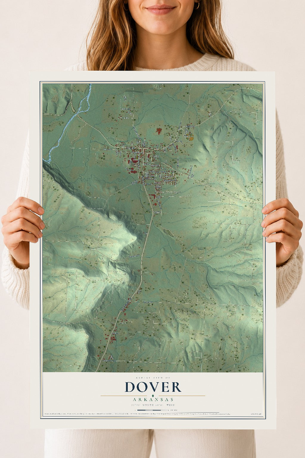 Map of Dover, Arkansas, 18 x 24 inch unframed archival matte print