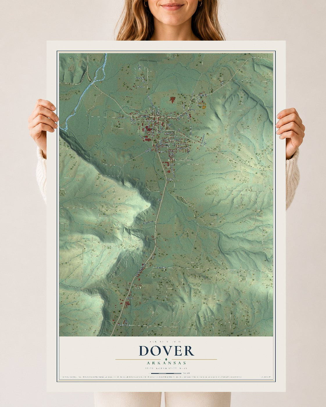 Map of Dover, Arkansas, 24 x 36 inch unframed archival matte print