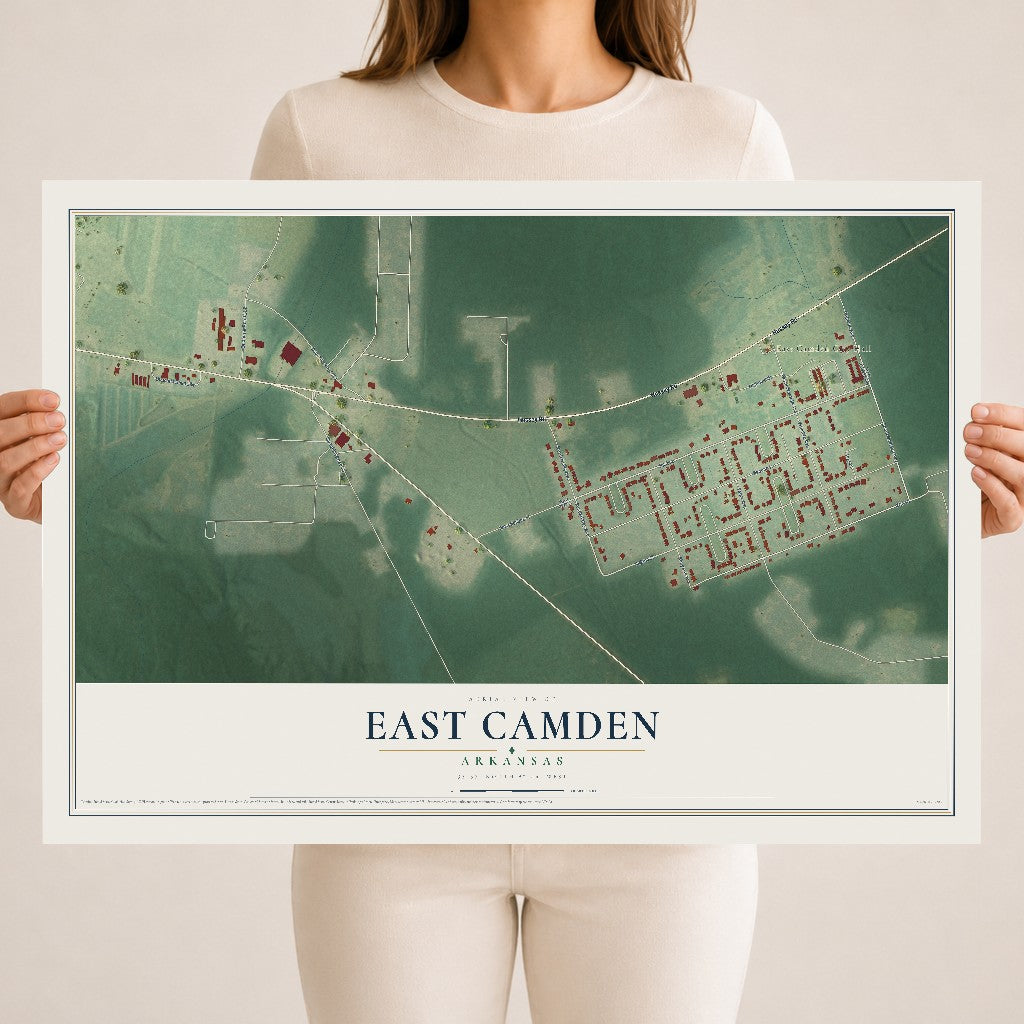 Map of East Camden, Arkansas, 18 x 24 inch unframed archival matte print