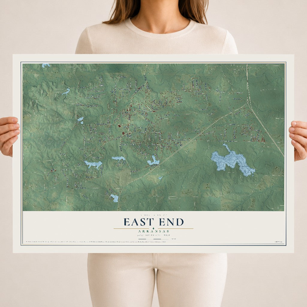 Map of East End, Arkansas, 18 x 24 inch unframed archival matte print