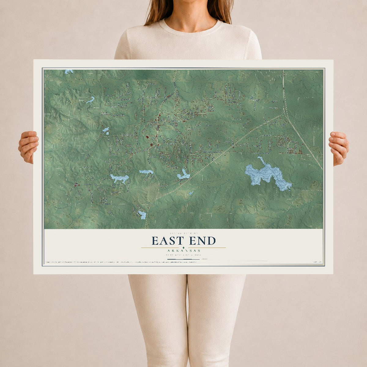 Map of East End, Arkansas, 24 x 36 inch unframed archival matte print