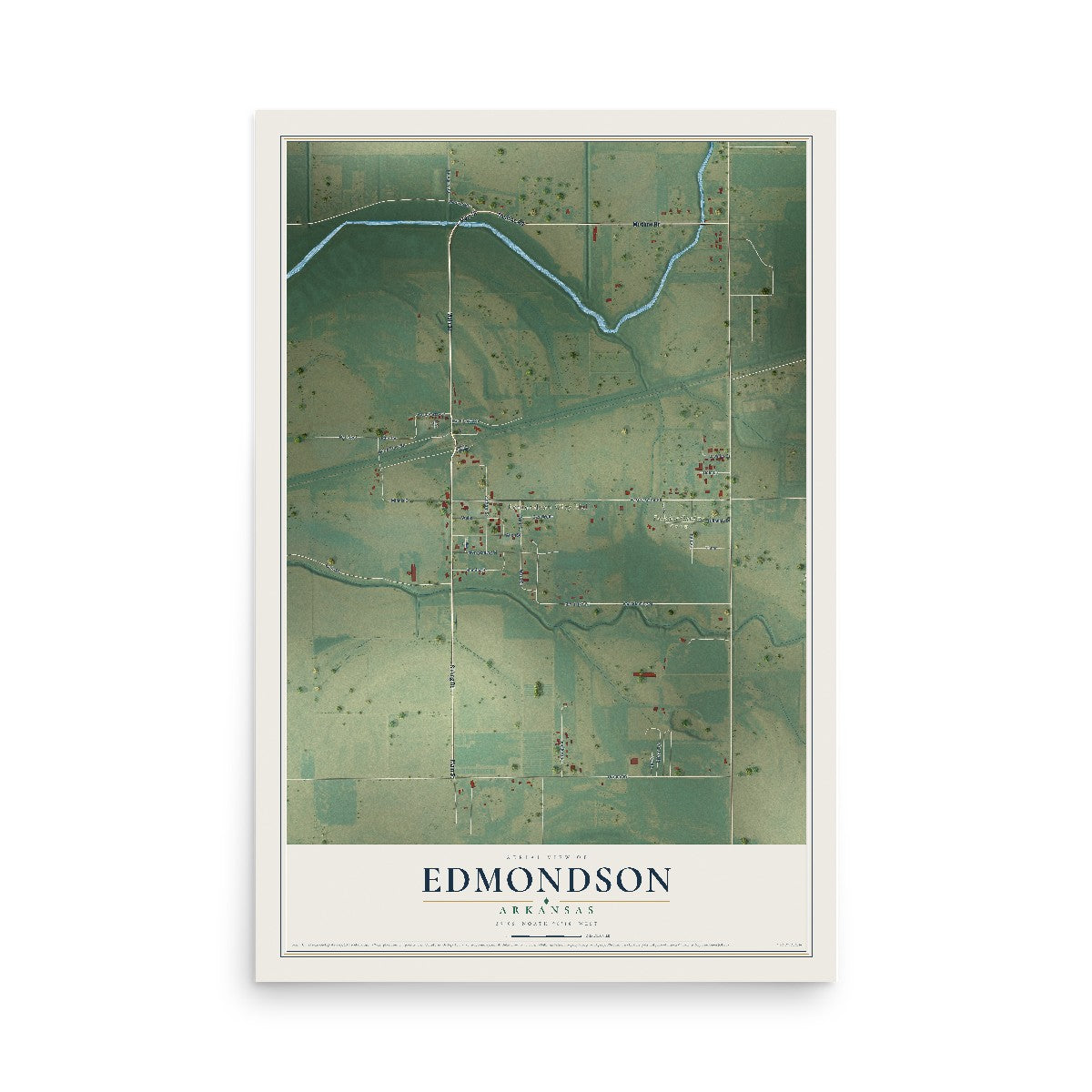 Map of Edmondson, Arkansas, 12 x 18 inch unframed archival matte print