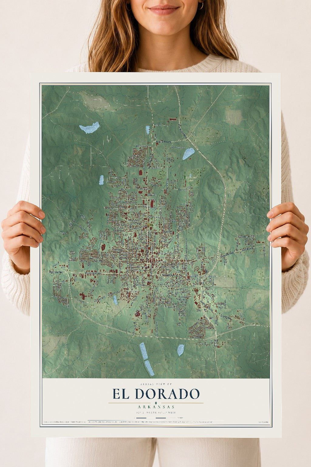 Map of El Dorado, Arkansas, 18 x 24 inch unframed archival matte print