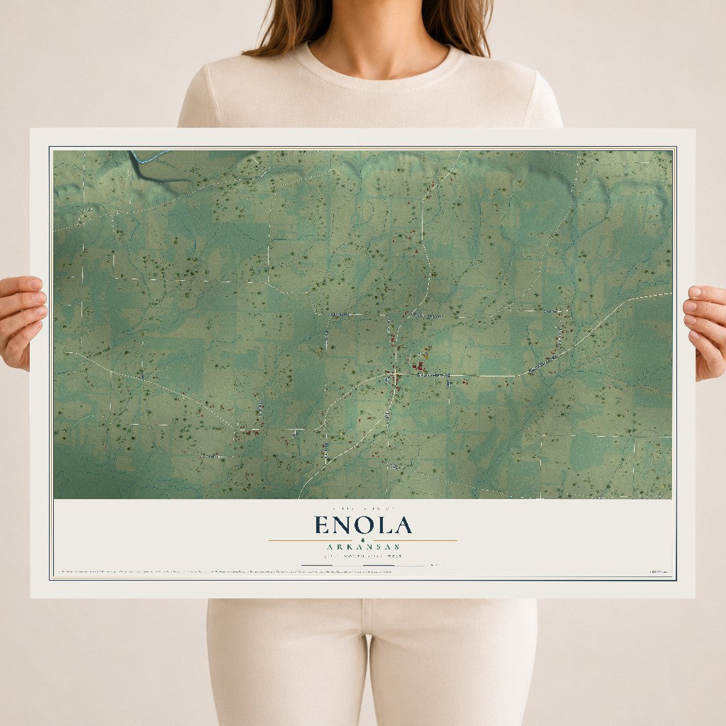Map of Enola, Arkansas, 18 x 24 inch unframed archival matte print