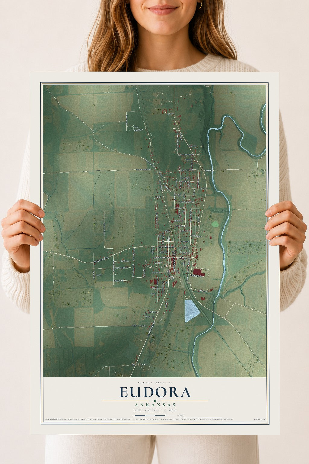 Map of Eudora, Arkansas, 18 x 24 inch unframed archival matte print