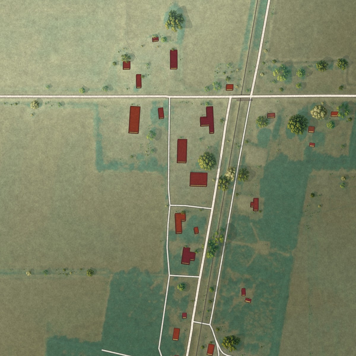 Close-up of the map of Fair Oaks, Arkansas print showing street and building detail