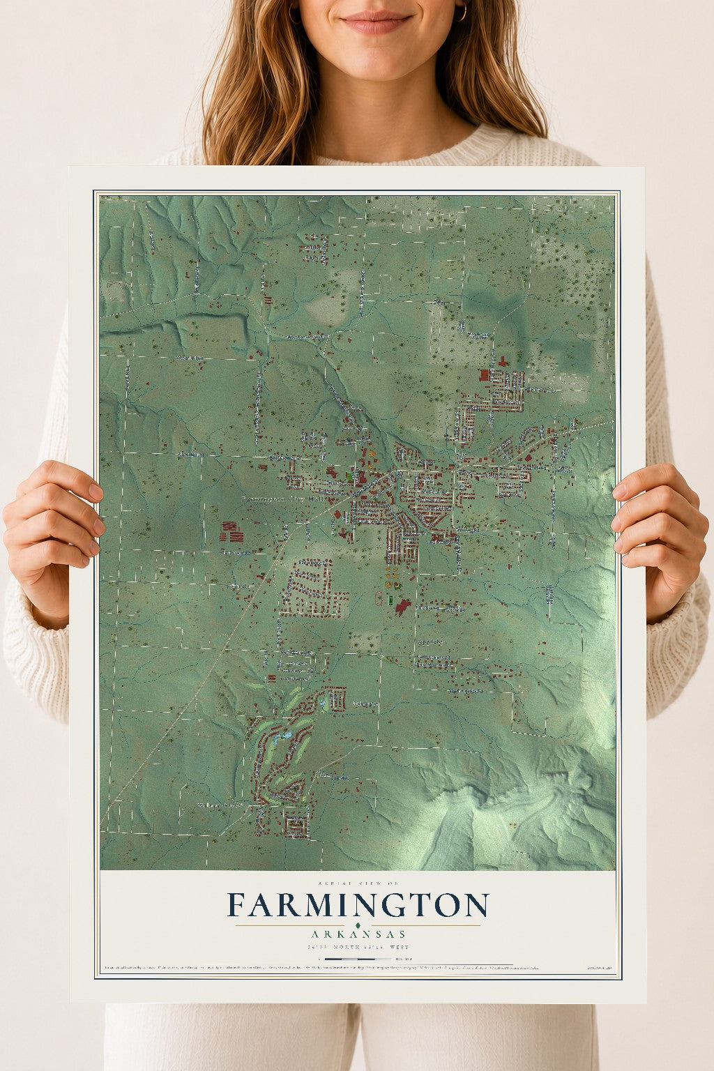 Map of Farmington, Arkansas, 18 x 24 inch unframed archival matte print