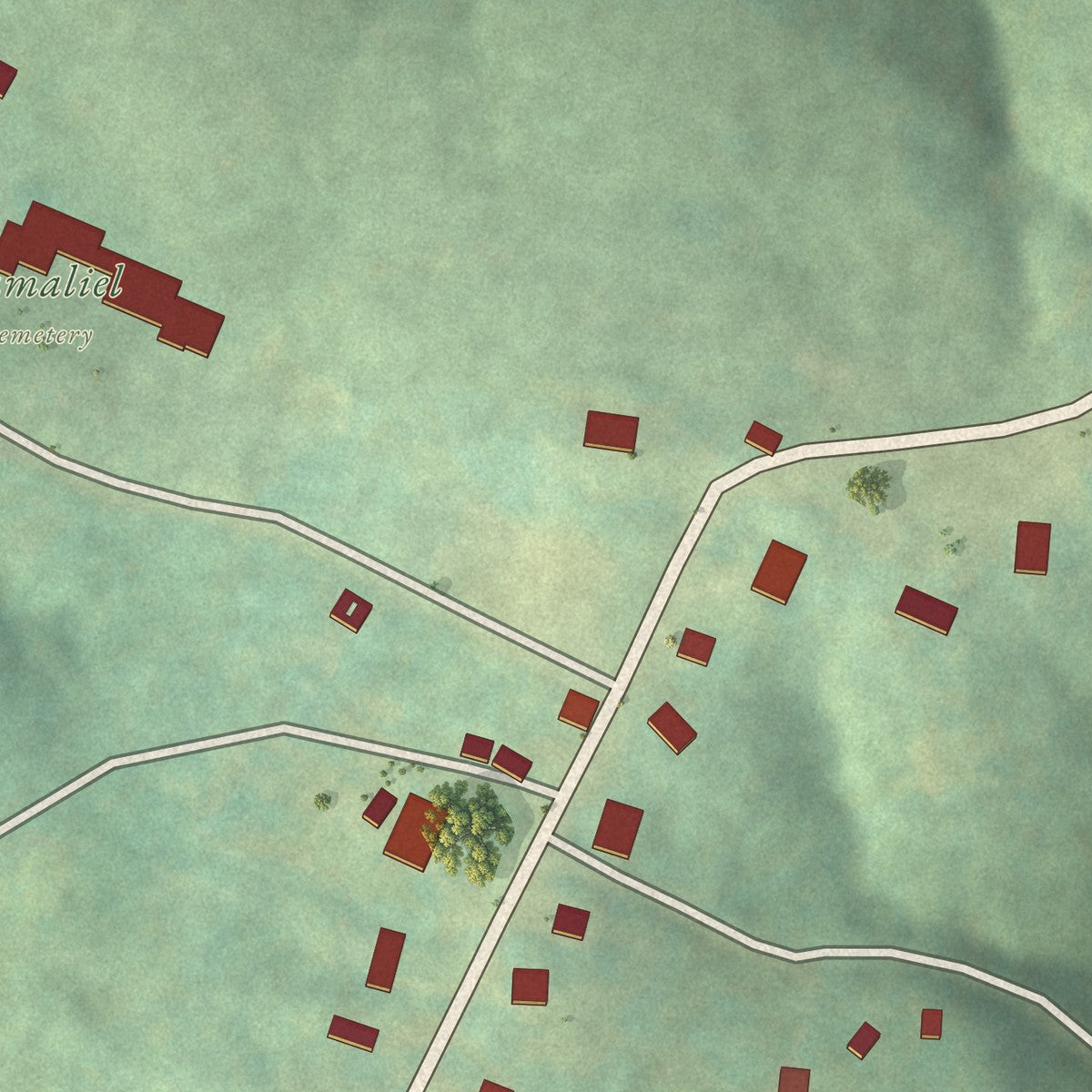 Close-up of the map of Gamaliel, Arkansas print showing street and building detail