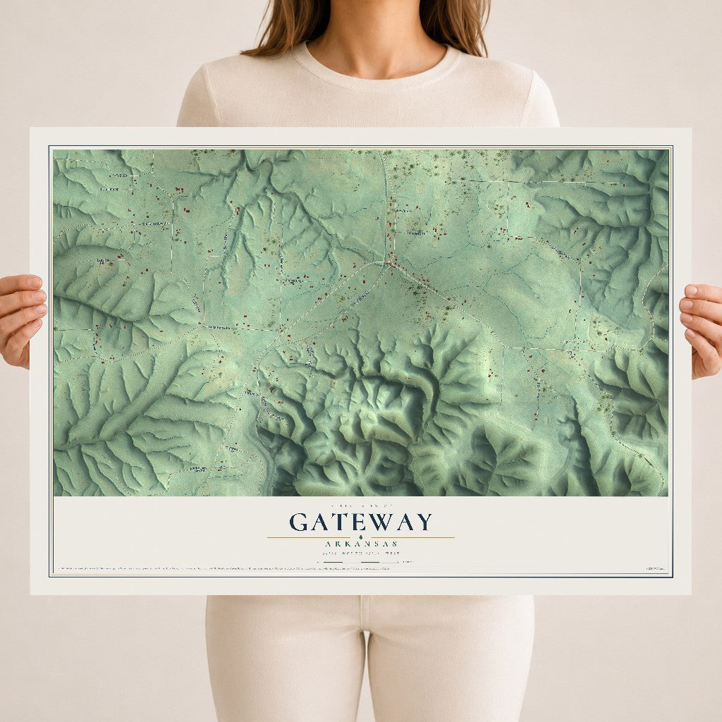 Map of Gateway, Arkansas, 18 x 24 inch unframed archival matte print