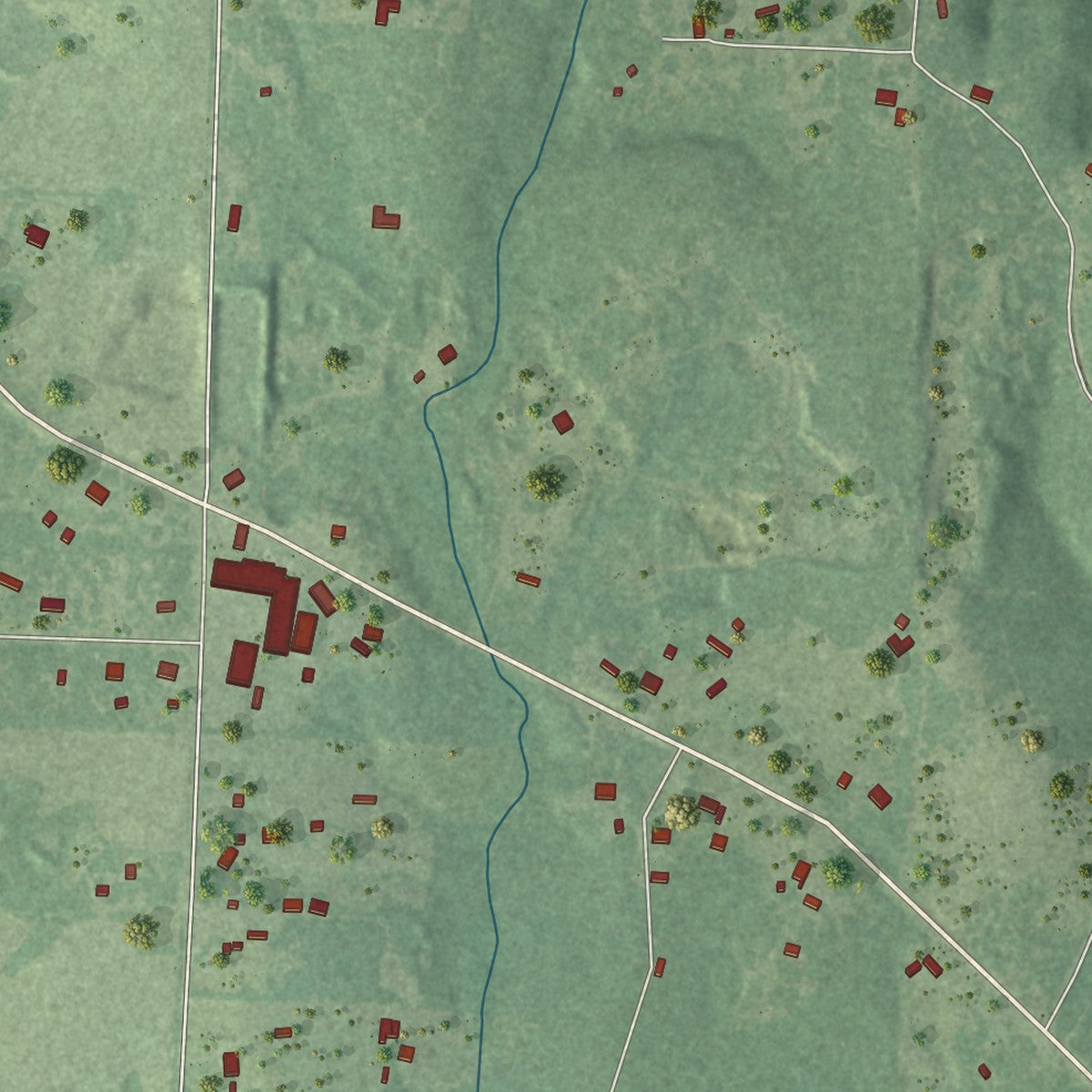 Close-up of the map of Genoa, Arkansas print showing street and building detail
