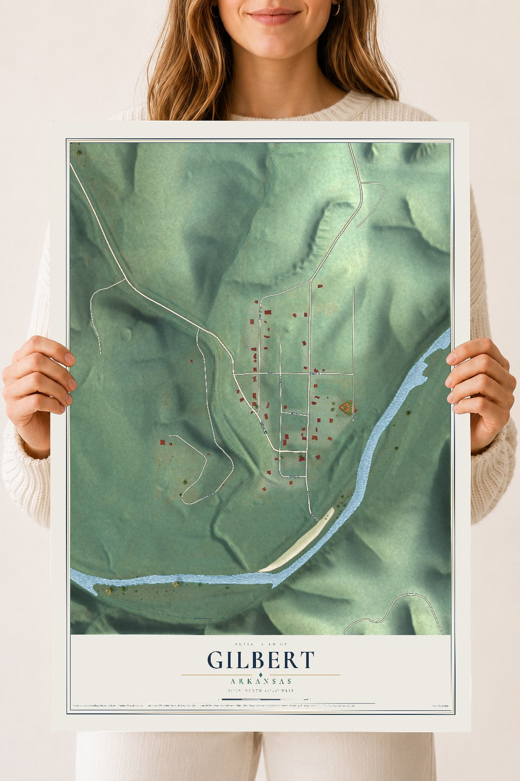 Map of Gilbert, Arkansas, 18 x 24 inch unframed archival matte print