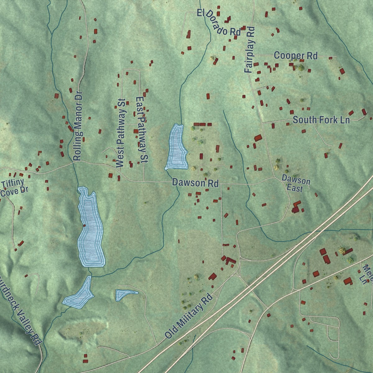 Close-up of the map of Glen Rose, Arkansas print showing street and building detail