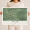 Map of Hackett, Arkansas, 12 x 18 inch unframed archival matte print