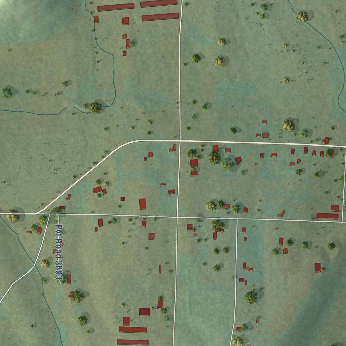Close-up of the map of Hagarville, Arkansas print showing street and building detail