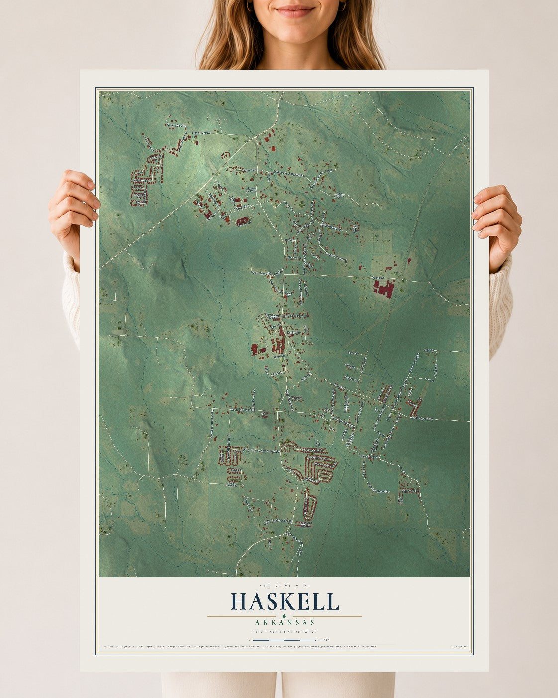 Map of Haskell, Arkansas, 24 x 36 inch unframed archival matte print