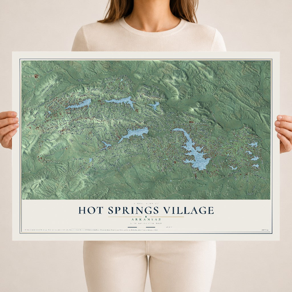Map of Hot Springs Village, Arkansas, 18 x 24 inch unframed archival matte print
