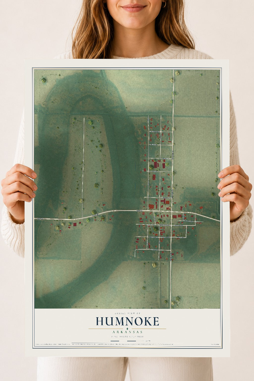 Map of Humnoke, Arkansas, 18 x 24 inch unframed archival matte print