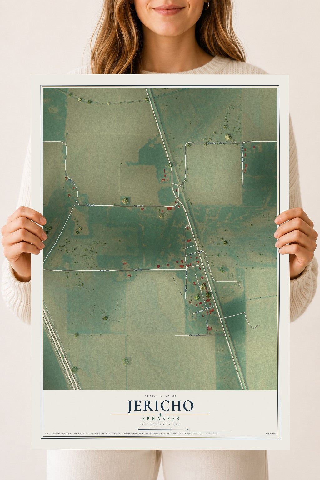 Map of Jericho, Arkansas, 18 x 24 inch unframed archival matte print