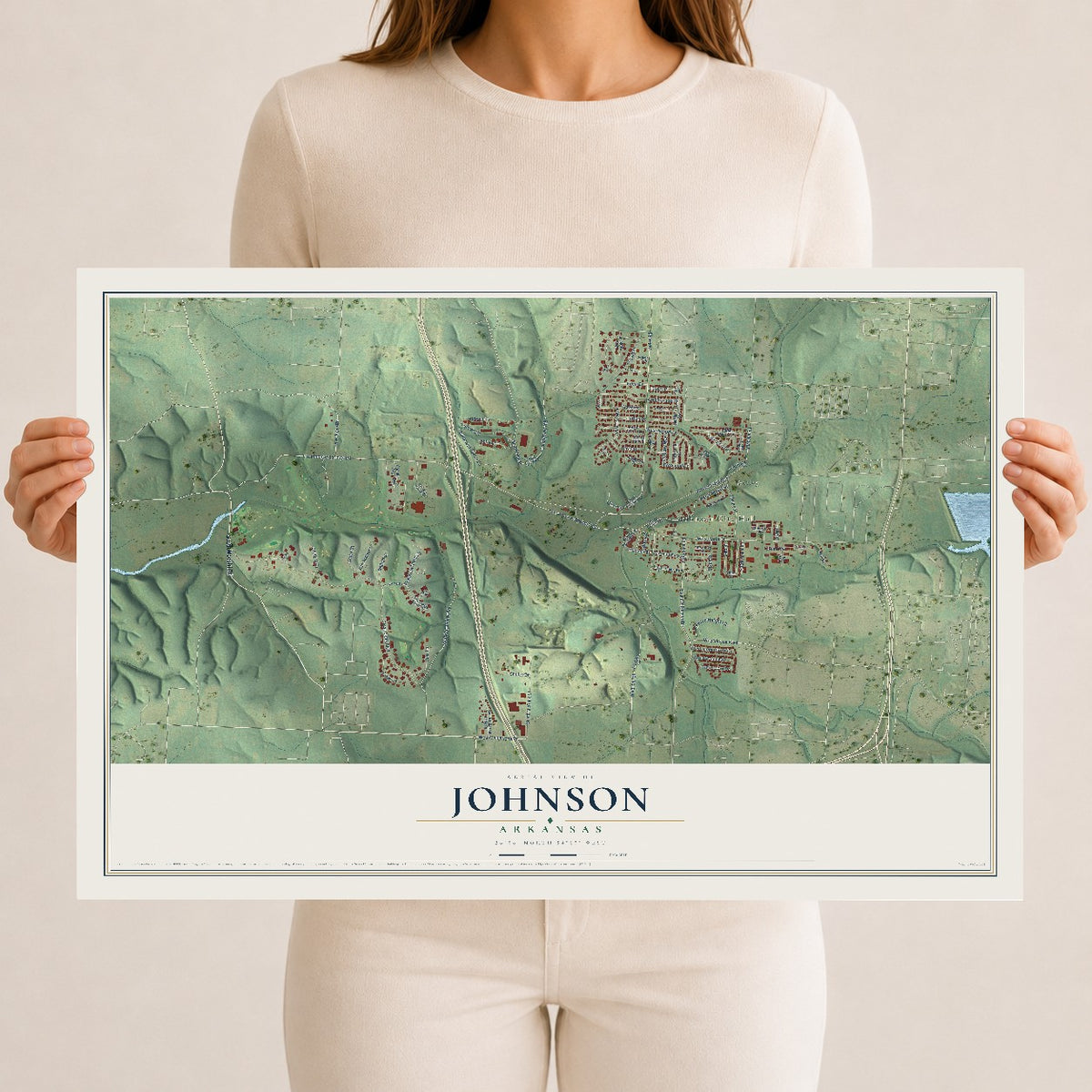 Map of Johnson, Arkansas, 12 x 18 inch unframed archival matte print