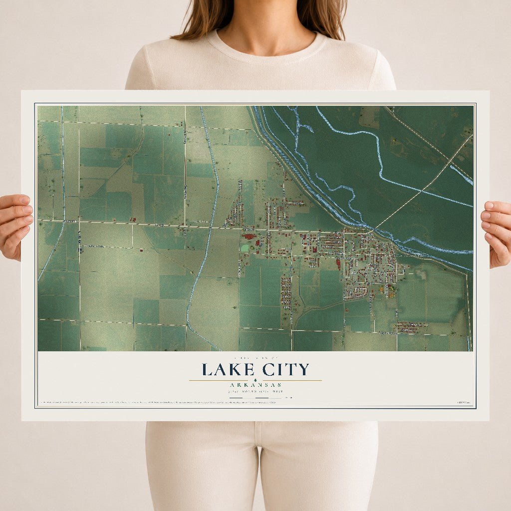 Map of Lake City, Arkansas, 18 x 24 inch unframed archival matte print