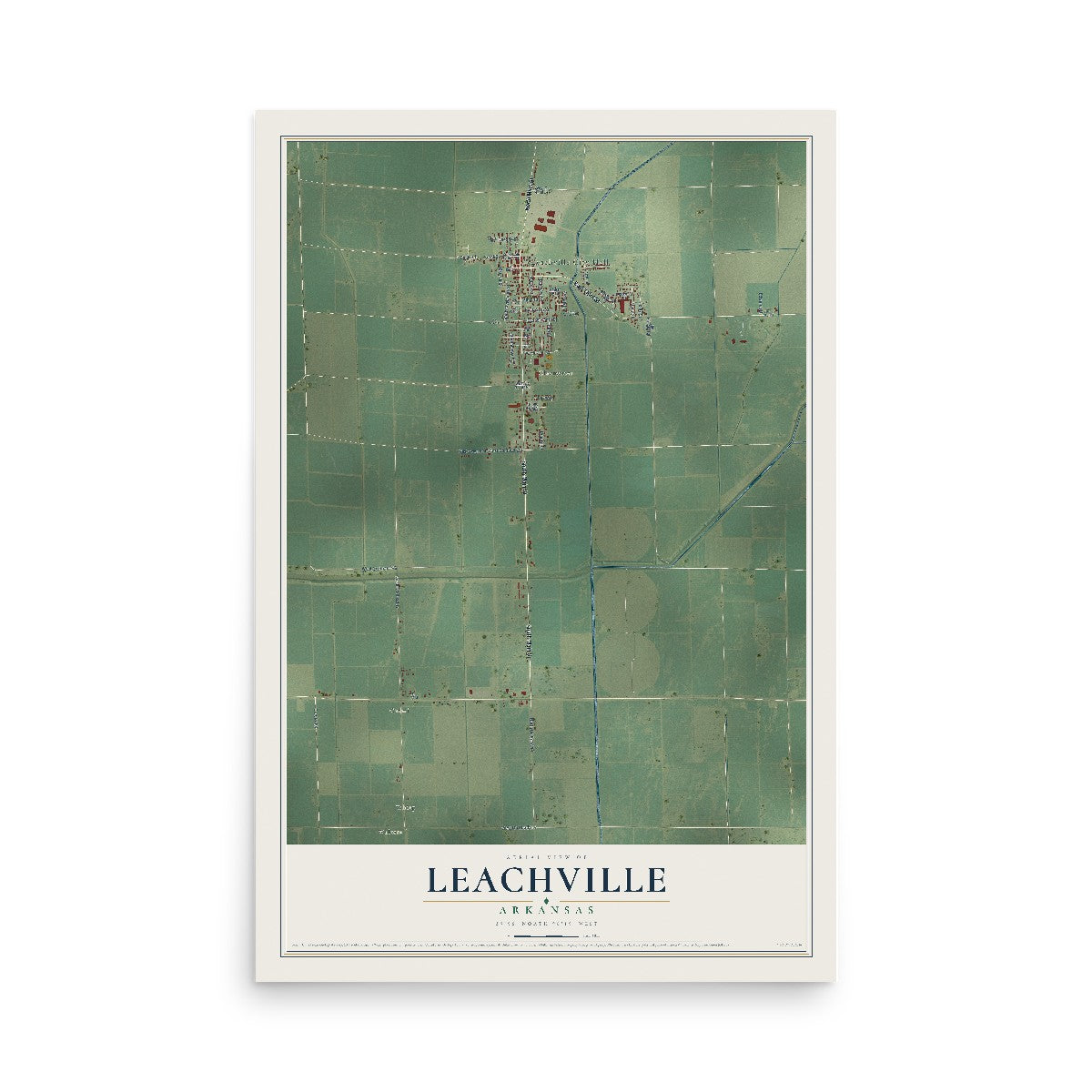 Map of Leachville, Arkansas, 12 x 18 inch unframed archival matte print