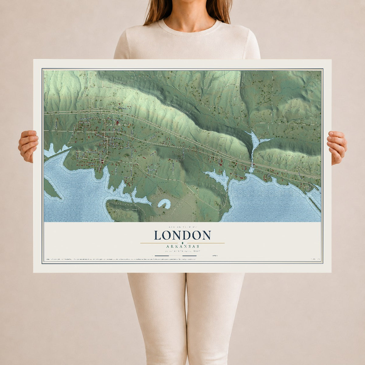 Map of London, Arkansas, 24 x 36 inch unframed archival matte print