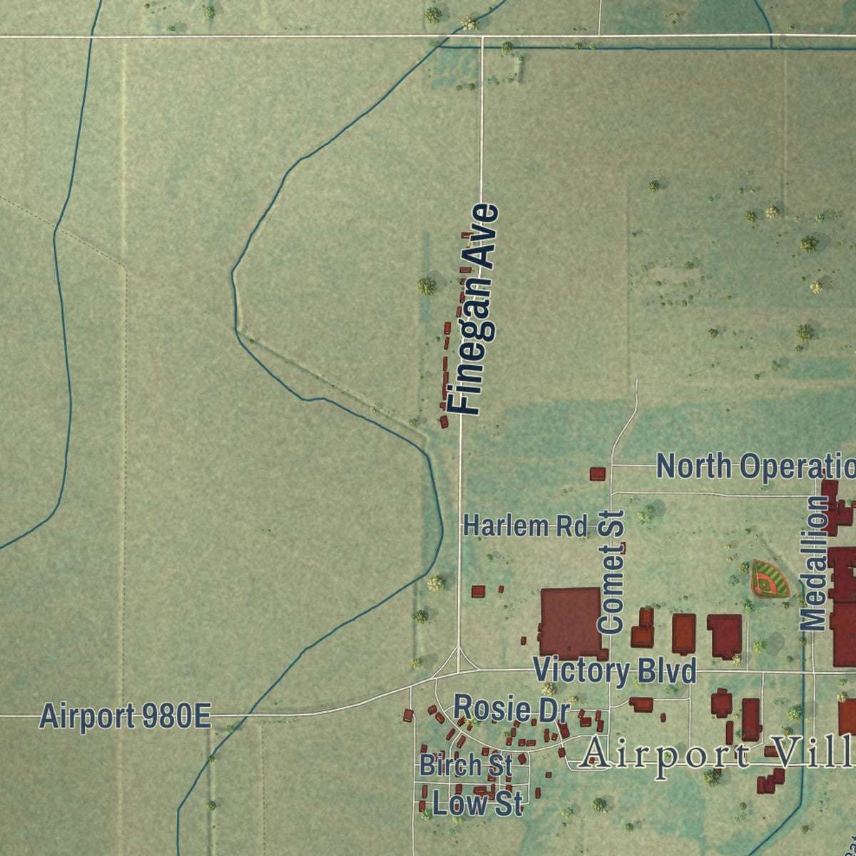 Second close-up of the map of Newport, Arkansas print showing more streets and buildings