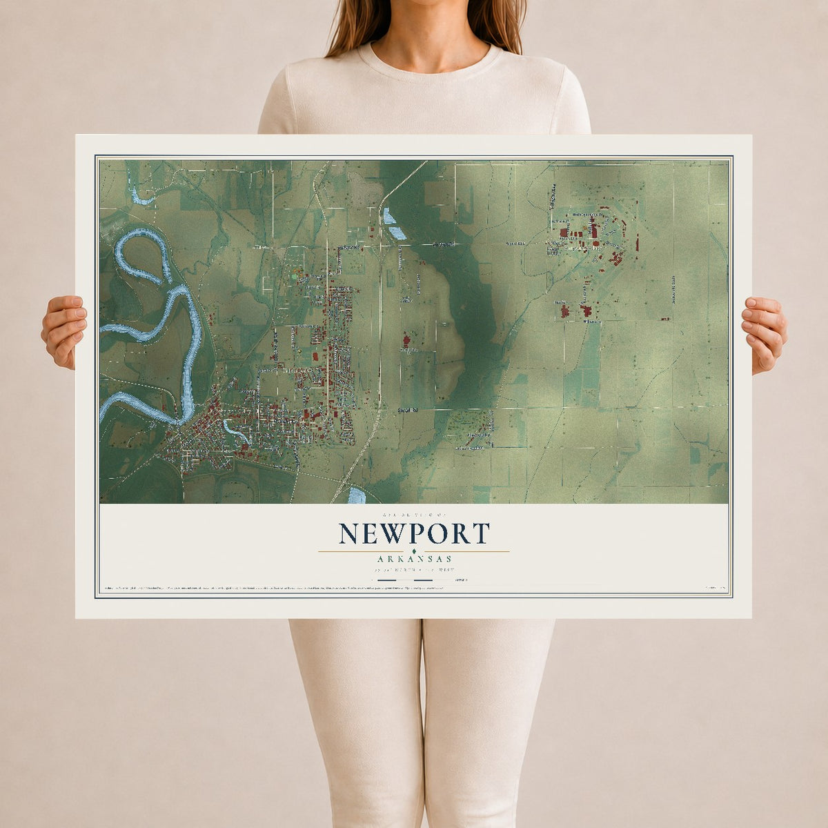 Map of Newport, Arkansas, 24 x 36 inch unframed archival matte print