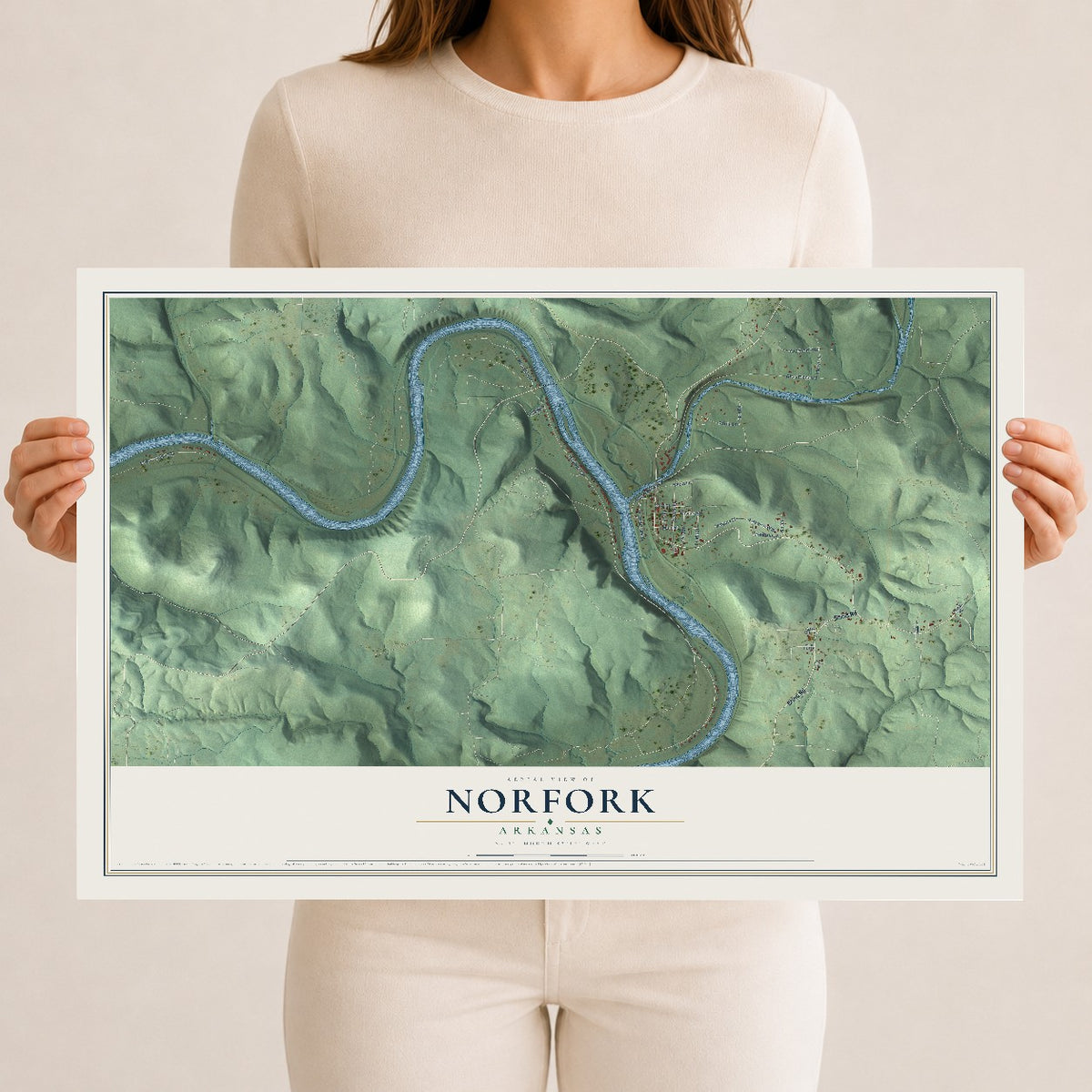 Map of Norfork, Arkansas, 12 x 18 inch unframed archival matte print