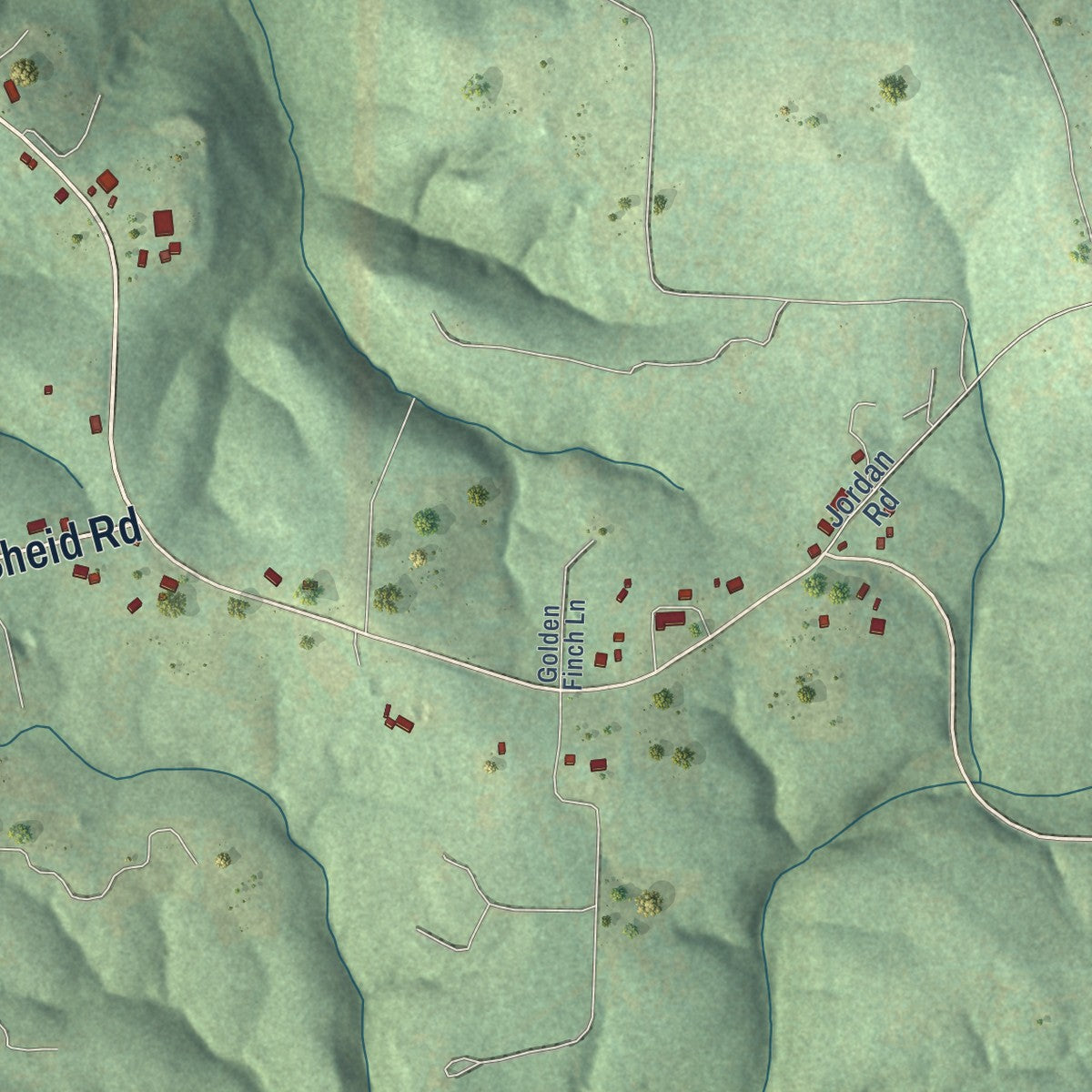 Second close-up of the map of Norfork, Arkansas print showing more streets and buildings