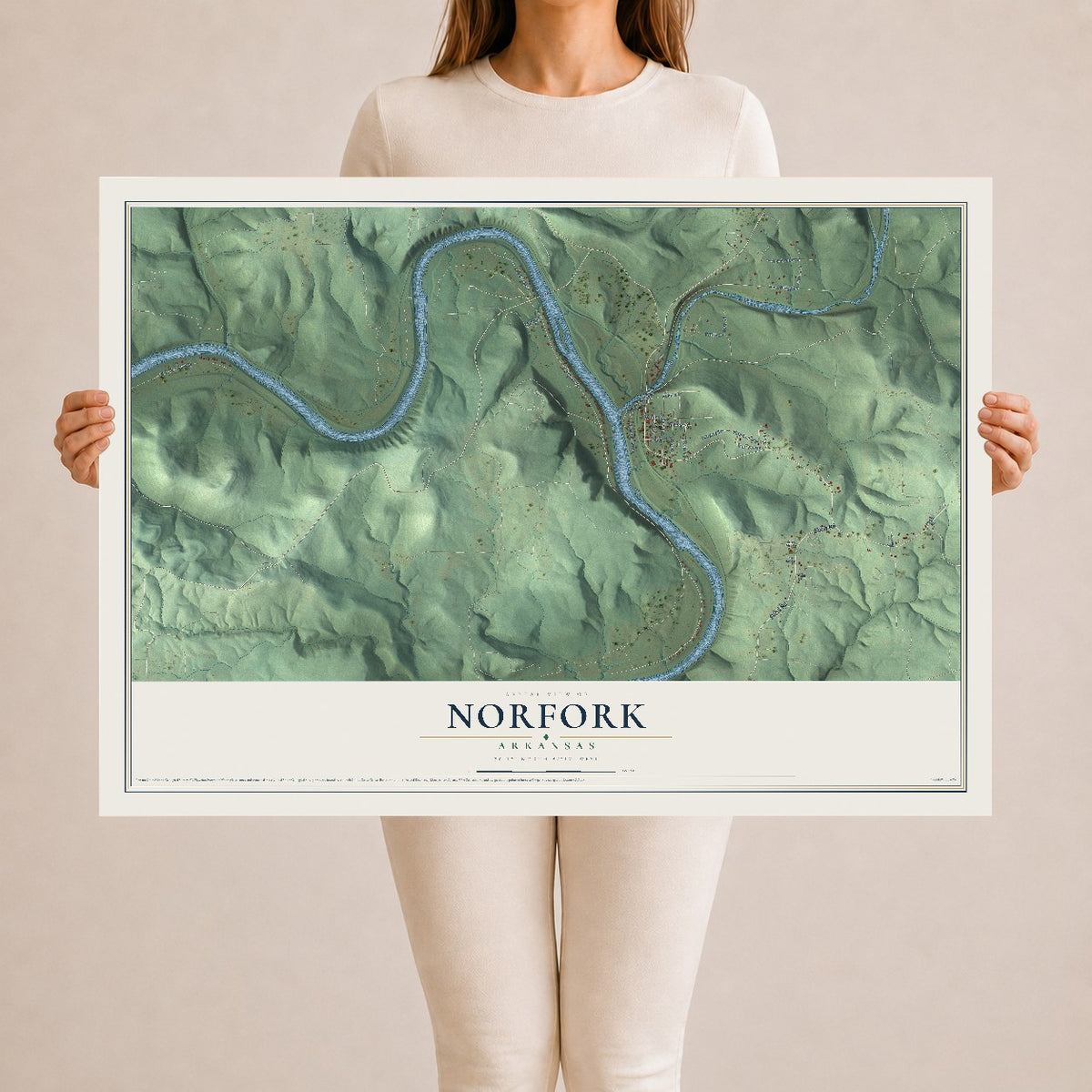 Map of Norfork, Arkansas, 24 x 36 inch unframed archival matte print