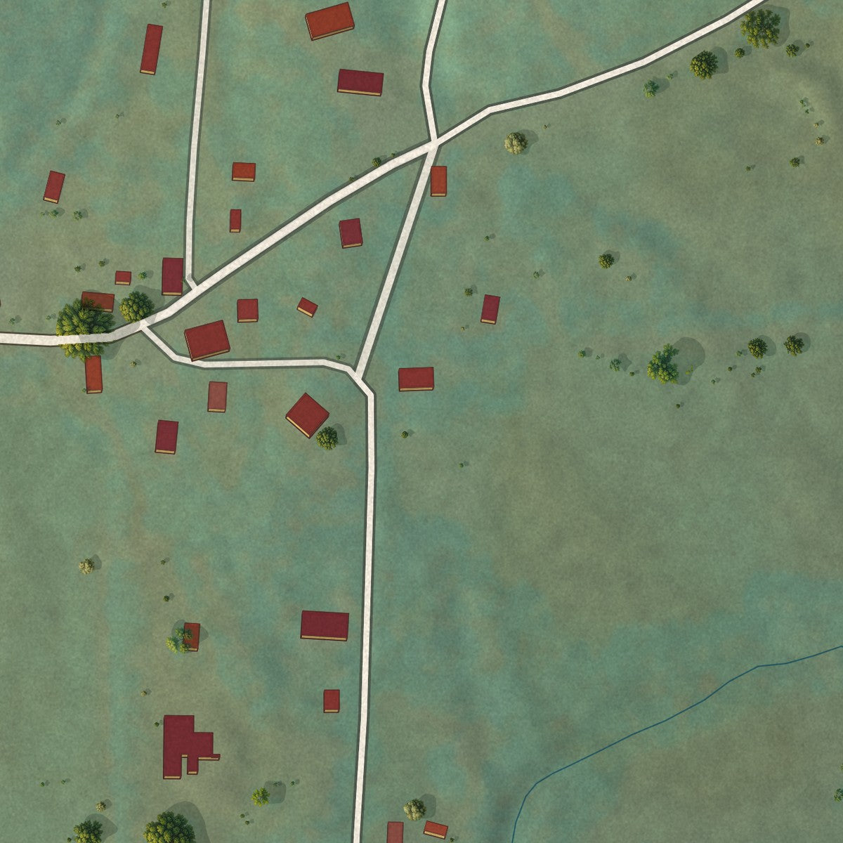 Close-up of the map of Oark, Arkansas print showing street and building detail