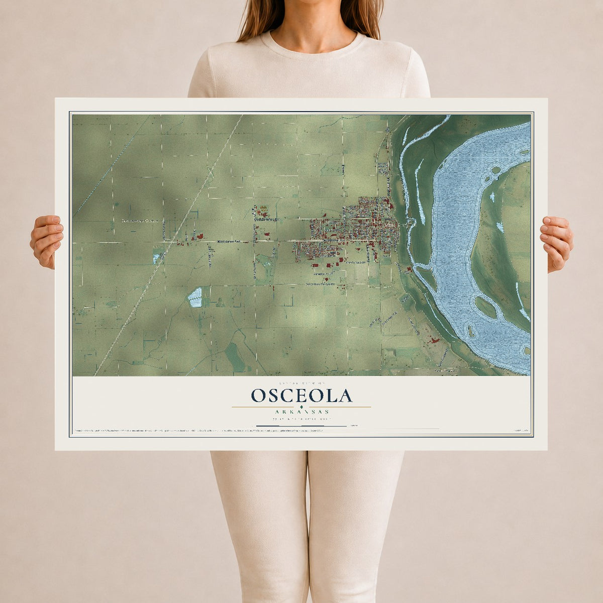 Map of Osceola, Arkansas, 24 x 36 inch unframed archival matte print