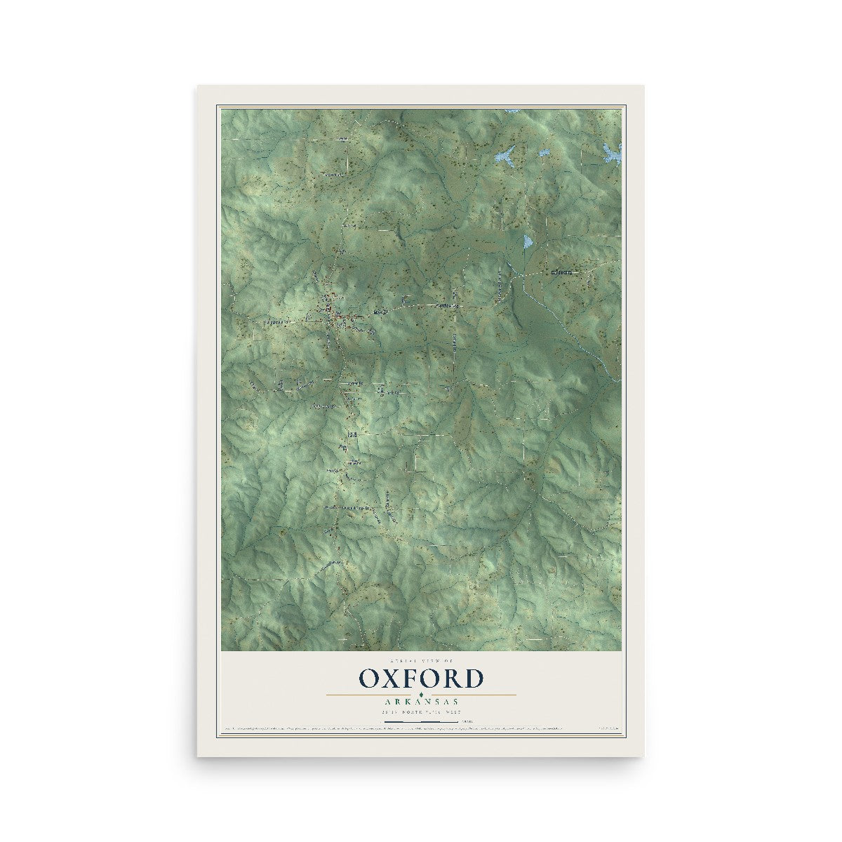 Map of Oxford, Arkansas, 12 x 18 inch unframed archival matte print