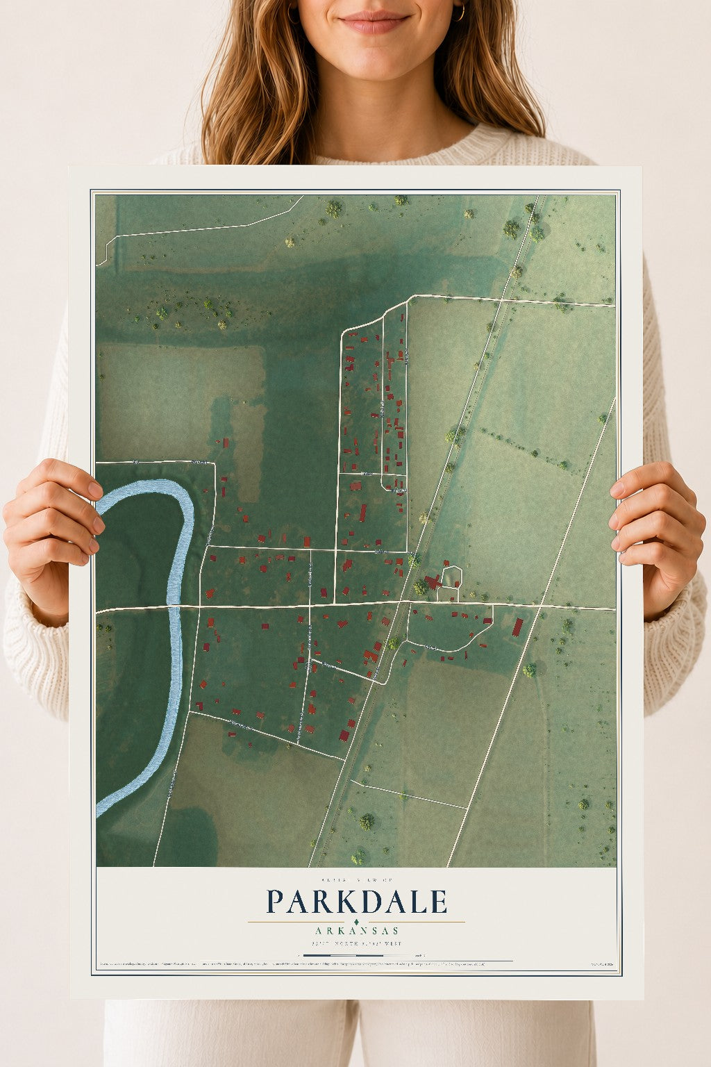 Map of Parkdale, Arkansas, 18 x 24 inch unframed archival matte print