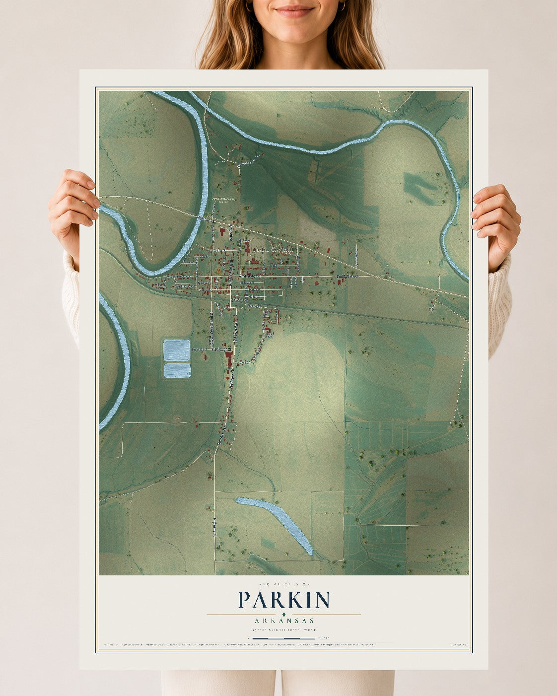 Map of Parkin, Arkansas, 24 x 36 inch unframed archival matte print