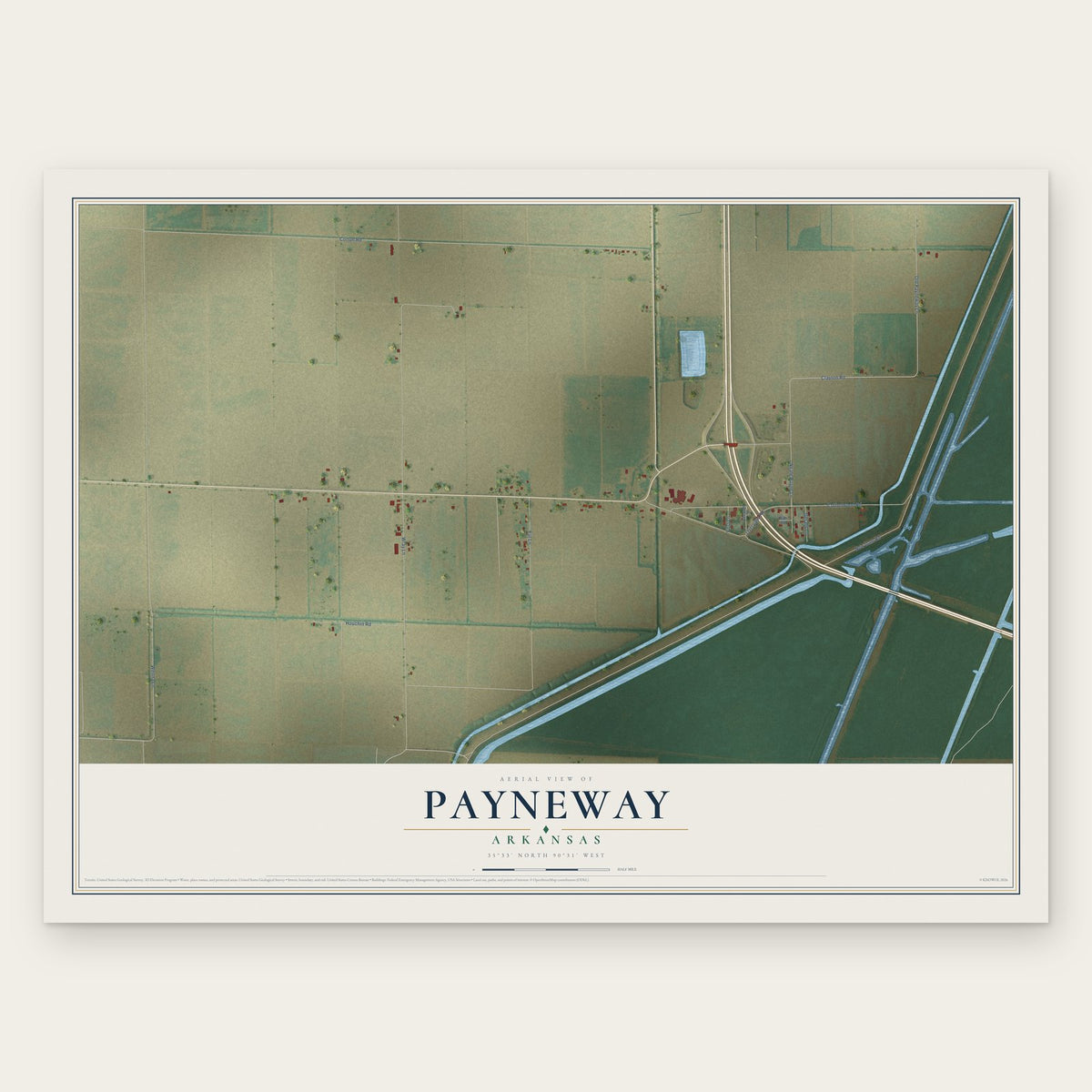 Payneway, Arkansas map print, the full design