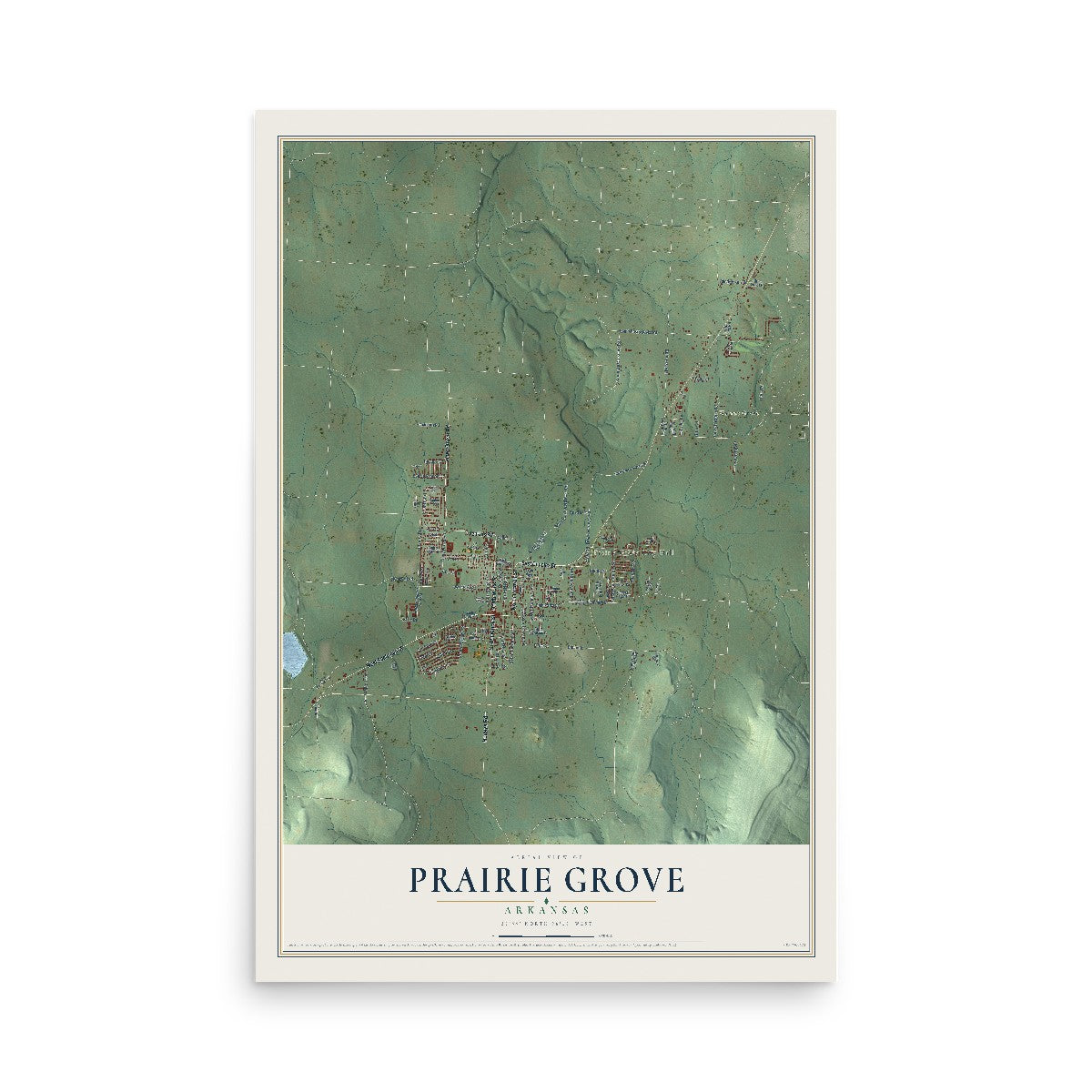 Map of Prairie Grove, Arkansas, 12 x 18 inch unframed archival matte print