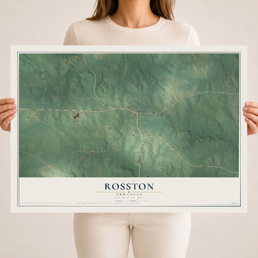 Map of Rosston, Arkansas, 18 x 24 inch unframed archival matte print
