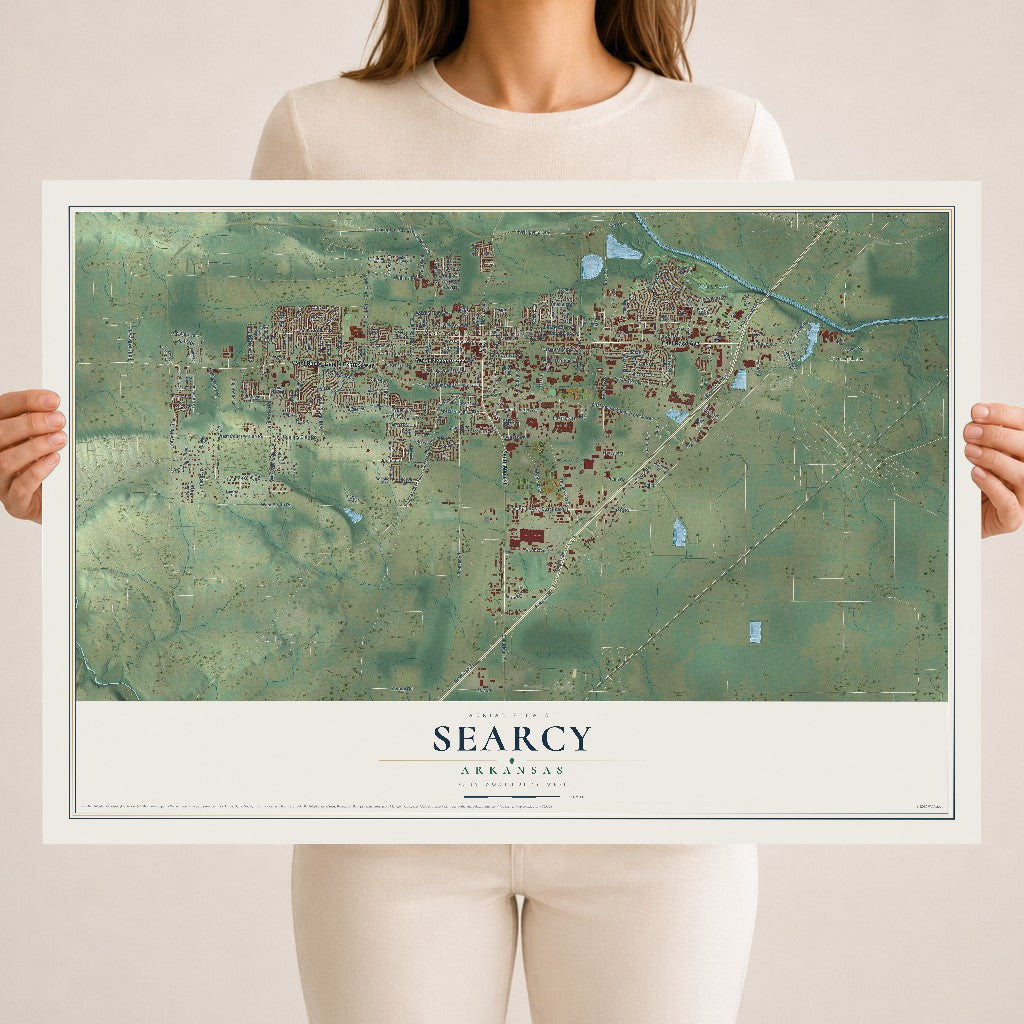 Map of Searcy, Arkansas, 18 x 24 inch unframed archival matte print