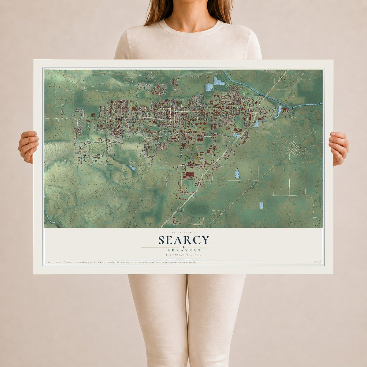 Map of Searcy, Arkansas, 24 x 36 inch unframed archival matte print