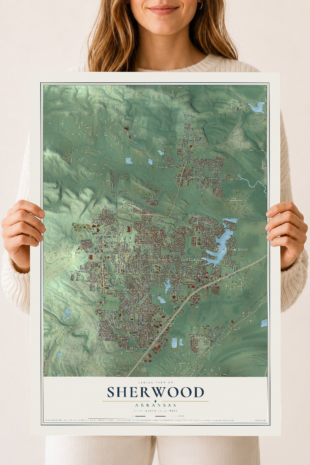 Map of Sherwood, Arkansas, 18 x 24 inch unframed archival matte print