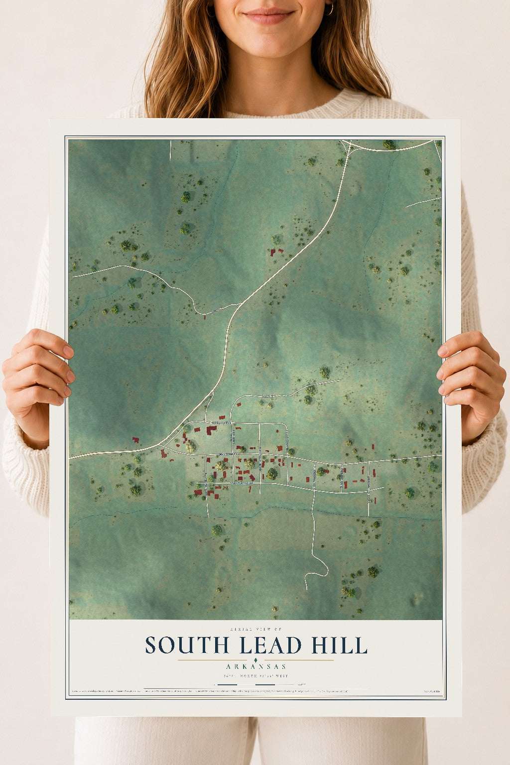 Map of South Lead Hill, Arkansas, 18 x 24 inch unframed archival matte print