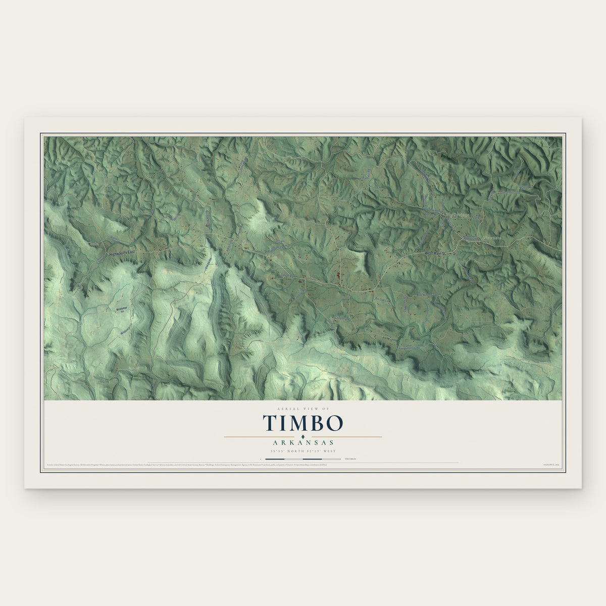 Timbo, Arkansas map print, the full design