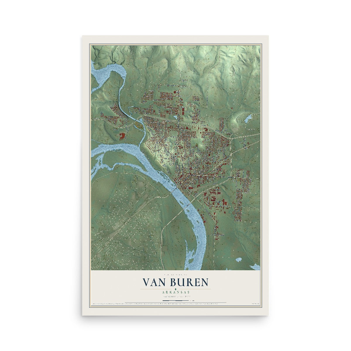 Map of Van Buren, Arkansas, 12 x 18 inch unframed archival matte print