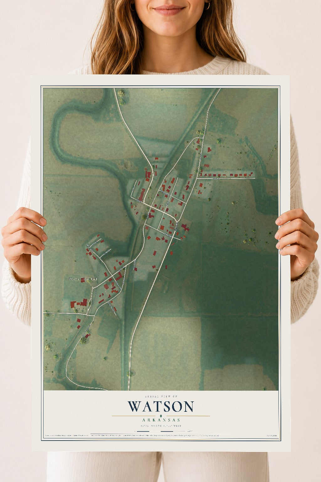 Map of Watson, Arkansas, 18 x 24 inch unframed archival matte print